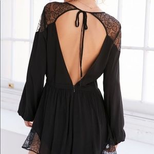 Kimchi Blue Open Back Black Lace Romper